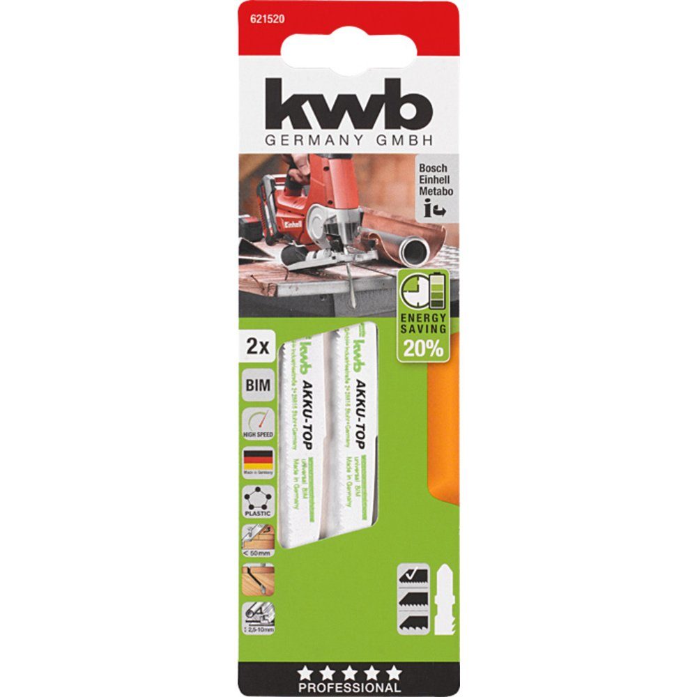 kwb Stichsägeblatt kwb 621520 Stichsägeblatt, 2 Bi-Metall, Metall- und x Holzbearbeitung
