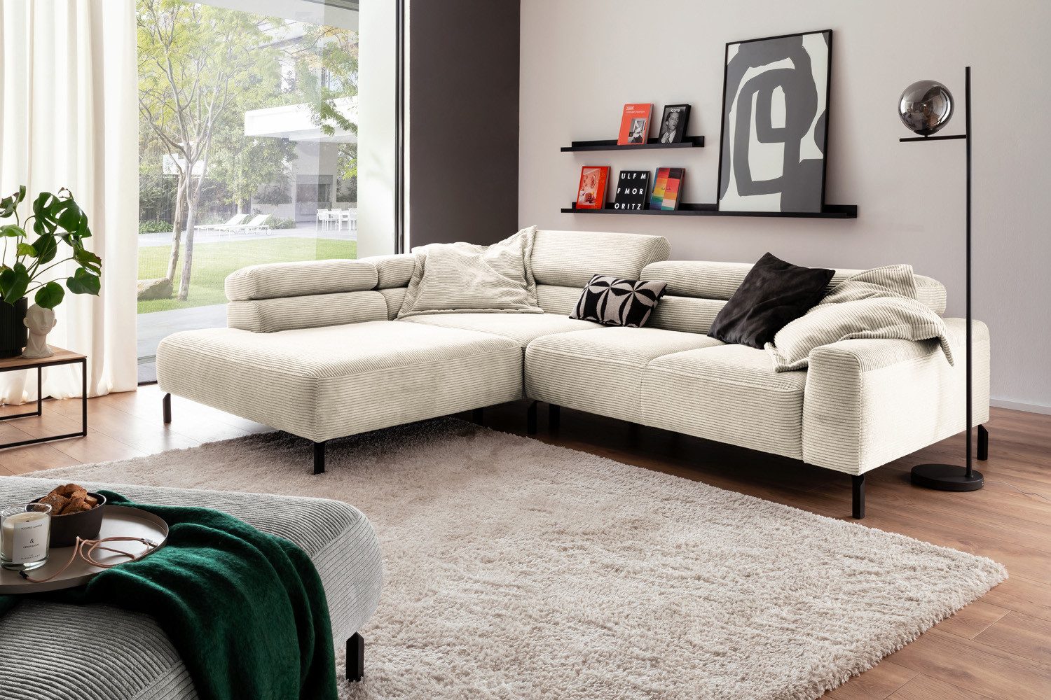 KAWOLA Ecksofa DELIA, L-Form rechts oder links, mit oder ohne Sitzvorzug, Cord