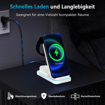 JOEAIS Kabelloses Ladestation 3 in 1 Induktive Ladegerät Wireless Charger Wireless Charger (Ultra Handy Charging Station)