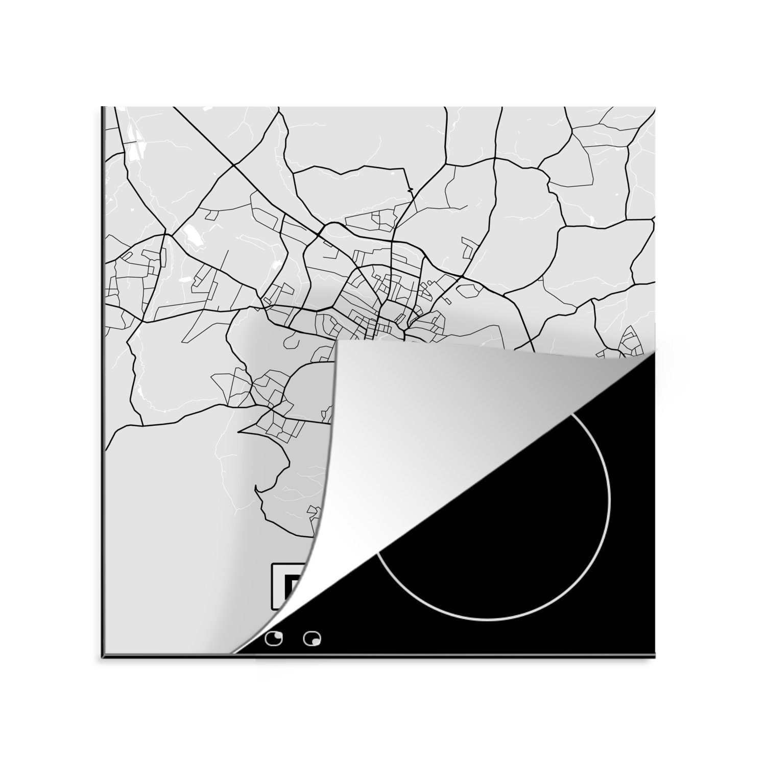 MuchoWow Herdblende-/Abdeckplatte Detmold - Karte - Stadtplan - Deutschland, Vinyl, (1 tlg), 78x78 cm, Ceranfeldabdeckung, Arbeitsplatte für küche