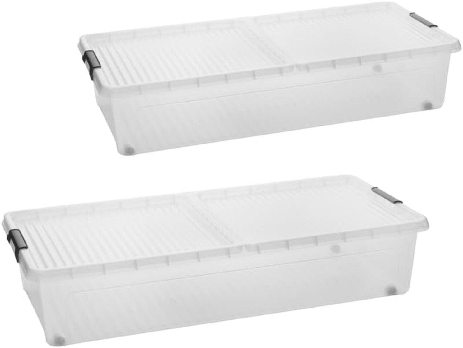 2friends Unterbettkommode 2Stk. Unterbett Kommode mit Rollen 32L transparent (2 St)