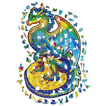 Unidragon Puzzle UNIDRAGON Holzpuzzle Tier – Beschützender Drache – 700 Teile, Puzzleteile