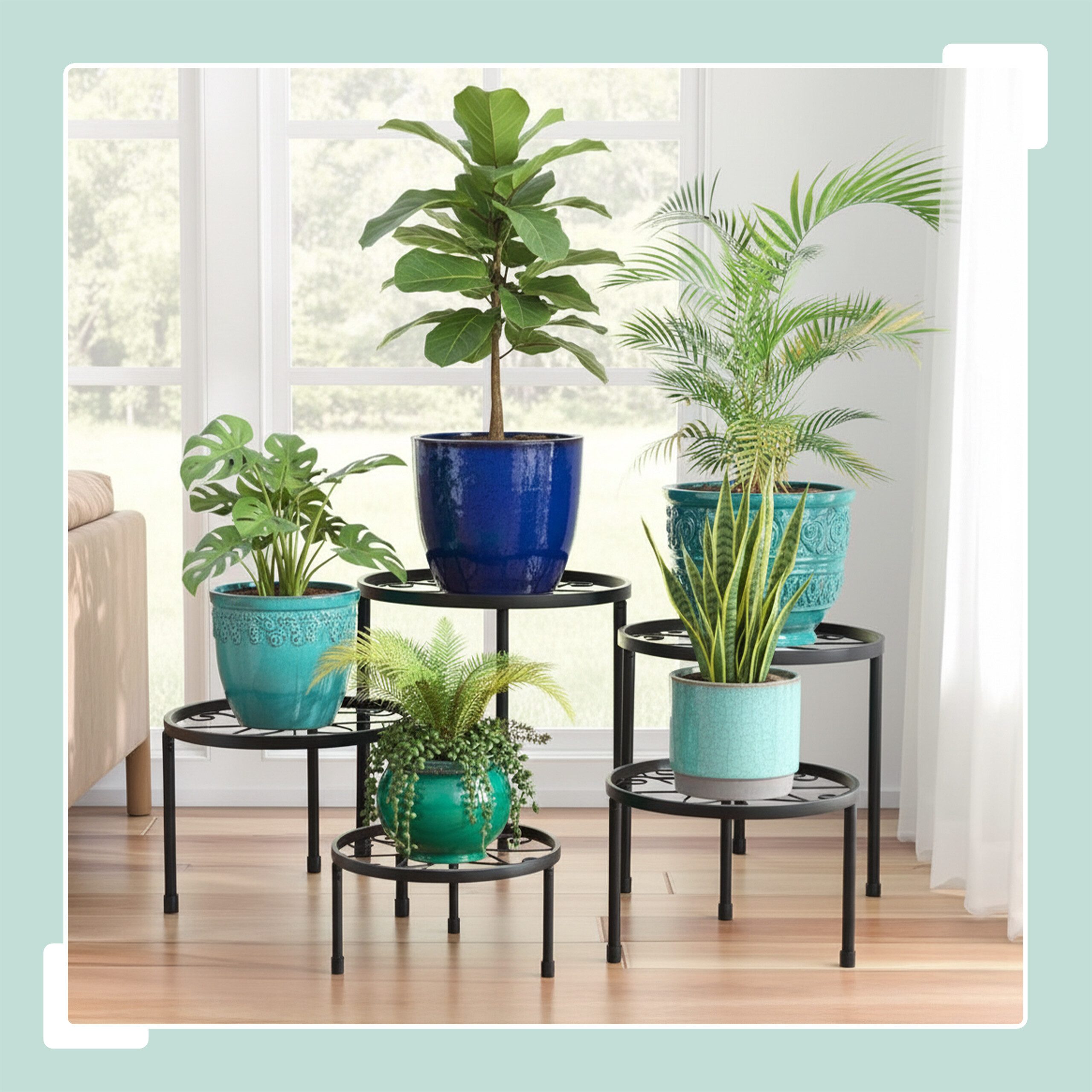 relaxdays Blumenhocker Runde Blumenständer im 5er Set (5er Set), schwarz