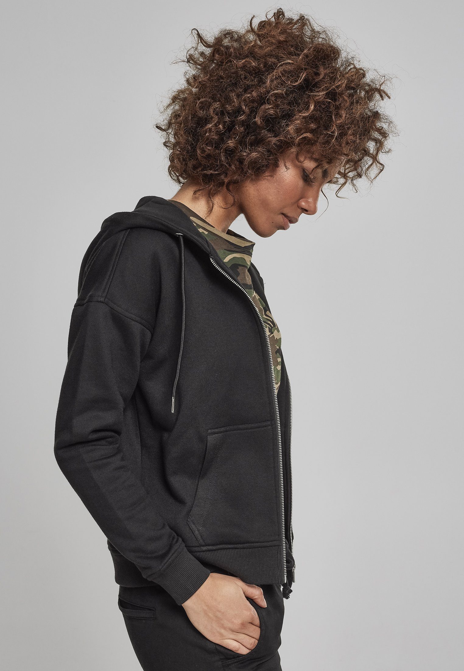 CLASSICS Sweatjacke black Hoody Classic URBAN Zip (1-tlg) Damen Ladies