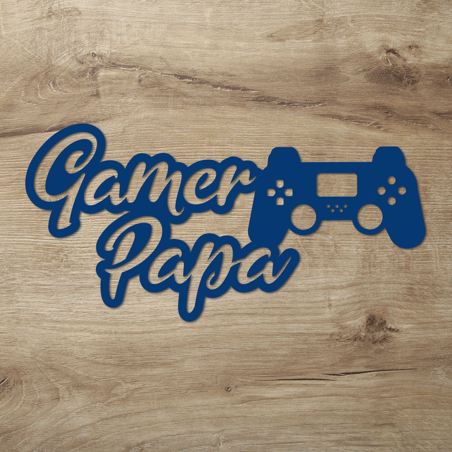 Namofactur LED Dekolicht Gamer Papa - Gamer Licht Wanddeko mit RGB Farbwechsel, LED fest integriert, Farbwechsler, Wanddekoobjekt USB Wohnzimmer Leuchte mit Fernbedienung Dunkelblau