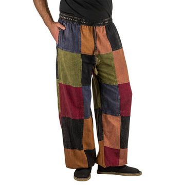 KUNST UND MAGIE Cargohose Bunt Patchwork Freizeit Stonewashed-Unisex Hippie Goa Cargo Hose Boho