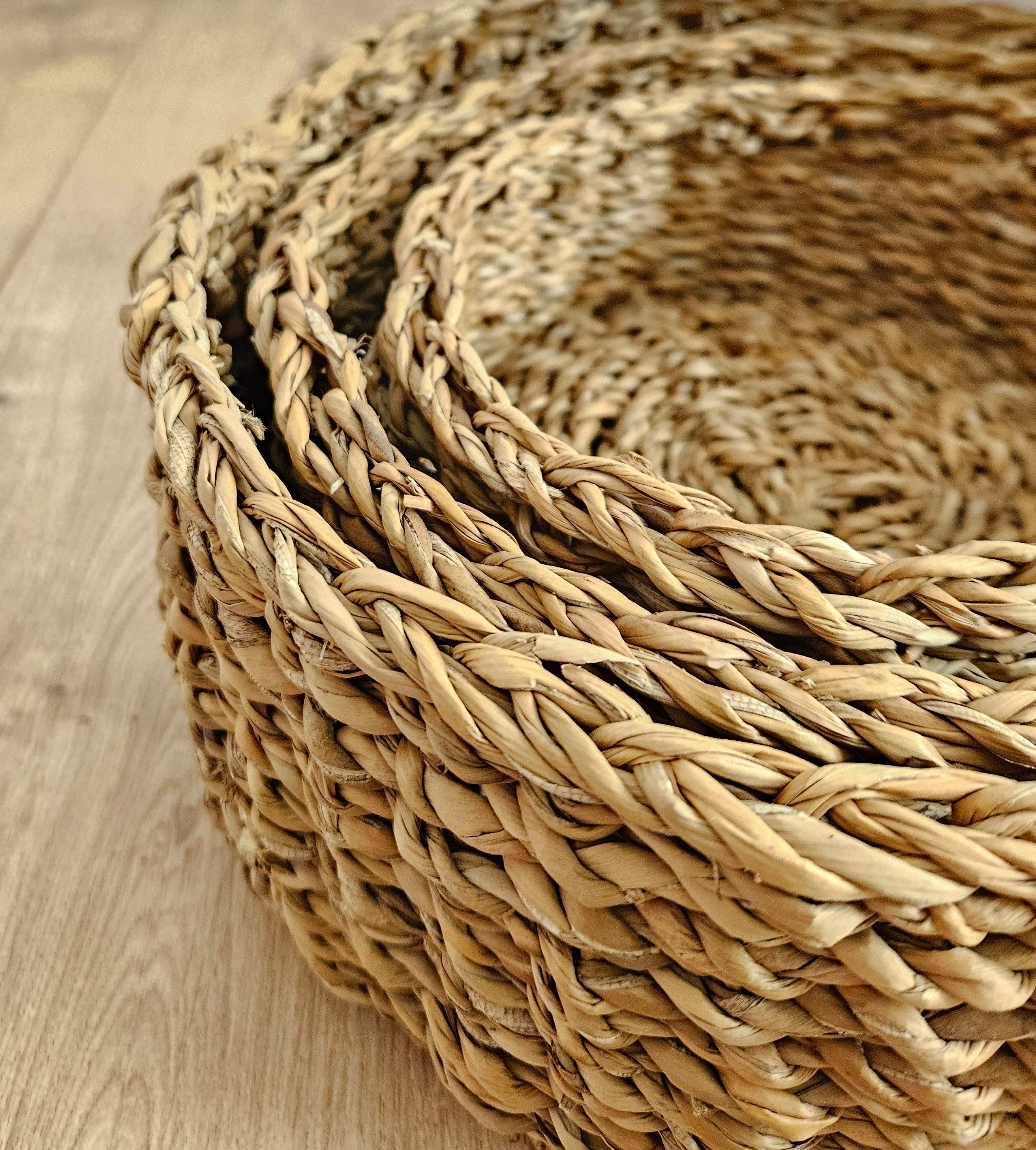 Meinposten Aufbewahrungskorb 3 Körbe runder Korb Seegras Aufbewahrungskorb Dekokorb natur braun (Sie erhalten drei Stück), Natürliche Materialien, Nachwachsender Rohstoff