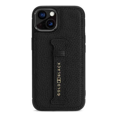 GOLDBLACK Handyhülle iPhone 13 Leder Case mit Fingerschlaufe Nappa schwarz 15,49 cm (6,10 Zoll)