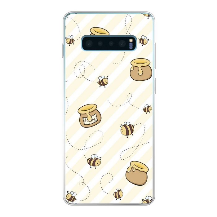 MuchoWow Handyhülle Eine Illustration von Bienen und Honigtöpfen Phone Case Handyhülle Samsung Galaxy S10 Lite Silikon Schutzhülle