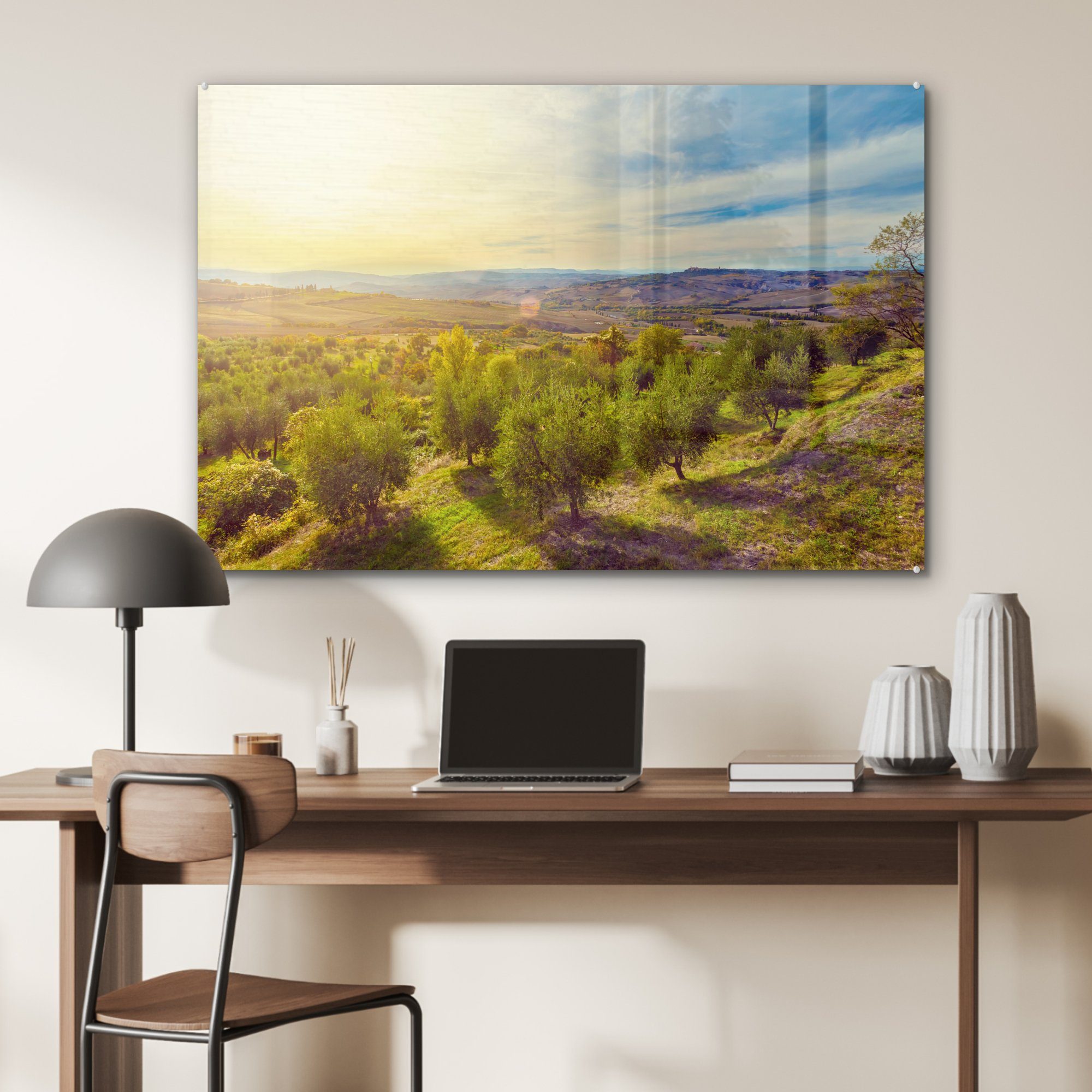 bei Acrylglasbild MuchoWow Sonnenaufgang, & St), (1 Acrylglasbilder Die Schlafzimmer Olivenbäume Wohnzimmer