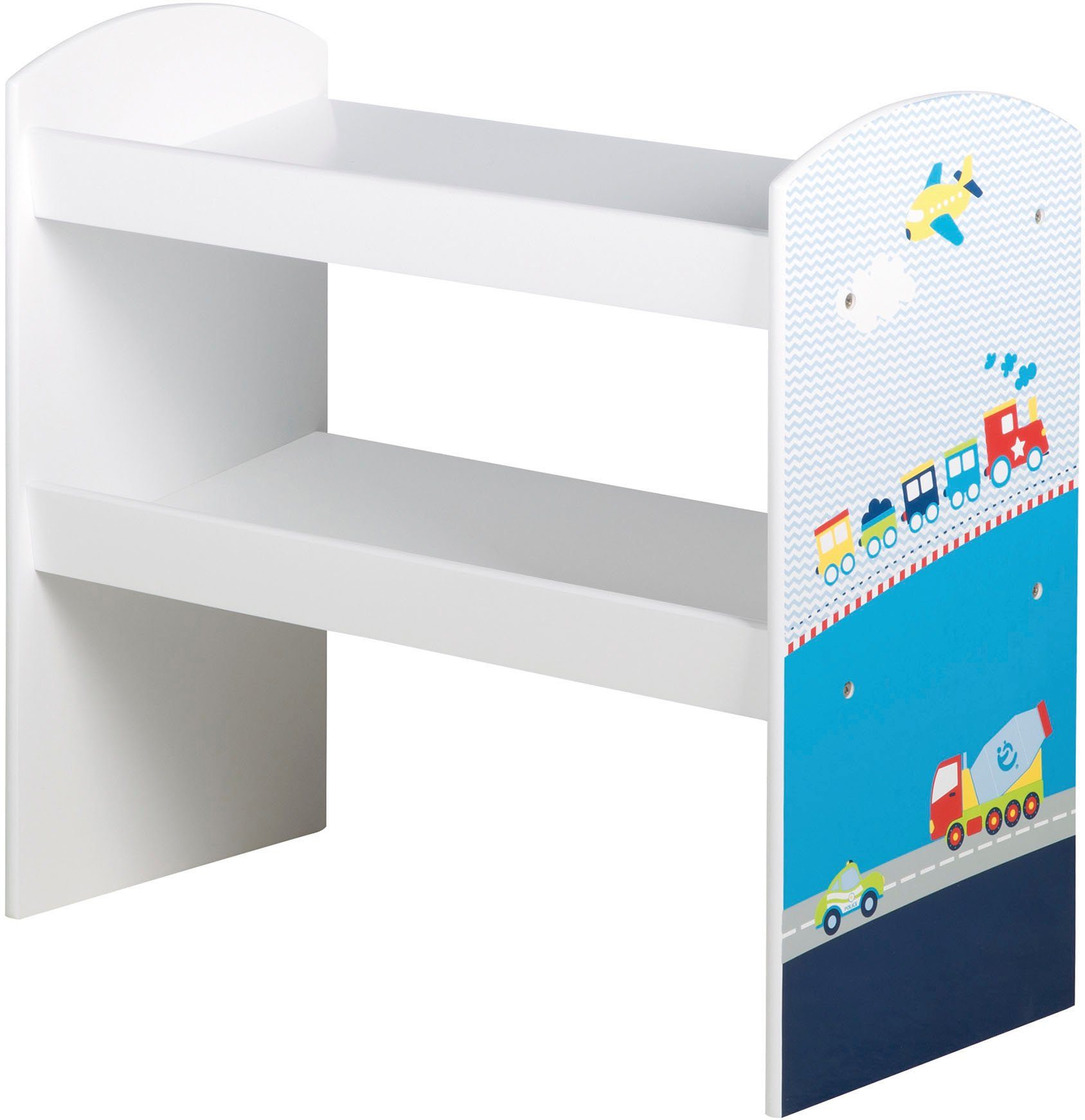 roba® Kinderregal Rennfahrer, bunt, inklusive 5 Stoffboxen in 2 Größen günstig online kaufen