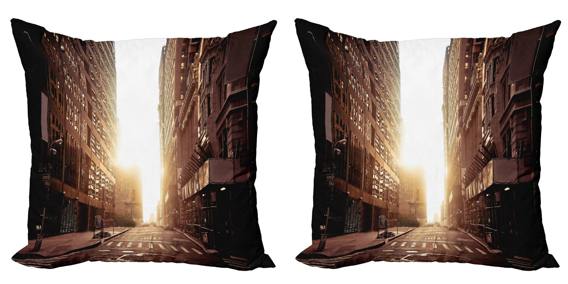 Doppelseitiger (2 Digitaldruck, Manhattan Accent Modern Abakuhaus Stadtansicht Morning Early Kissenbezüge Stück),