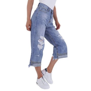 Ital-Design Bootcut-Jeans Damen Elegant Destroyed-Look Bootcut Jeans in Blau