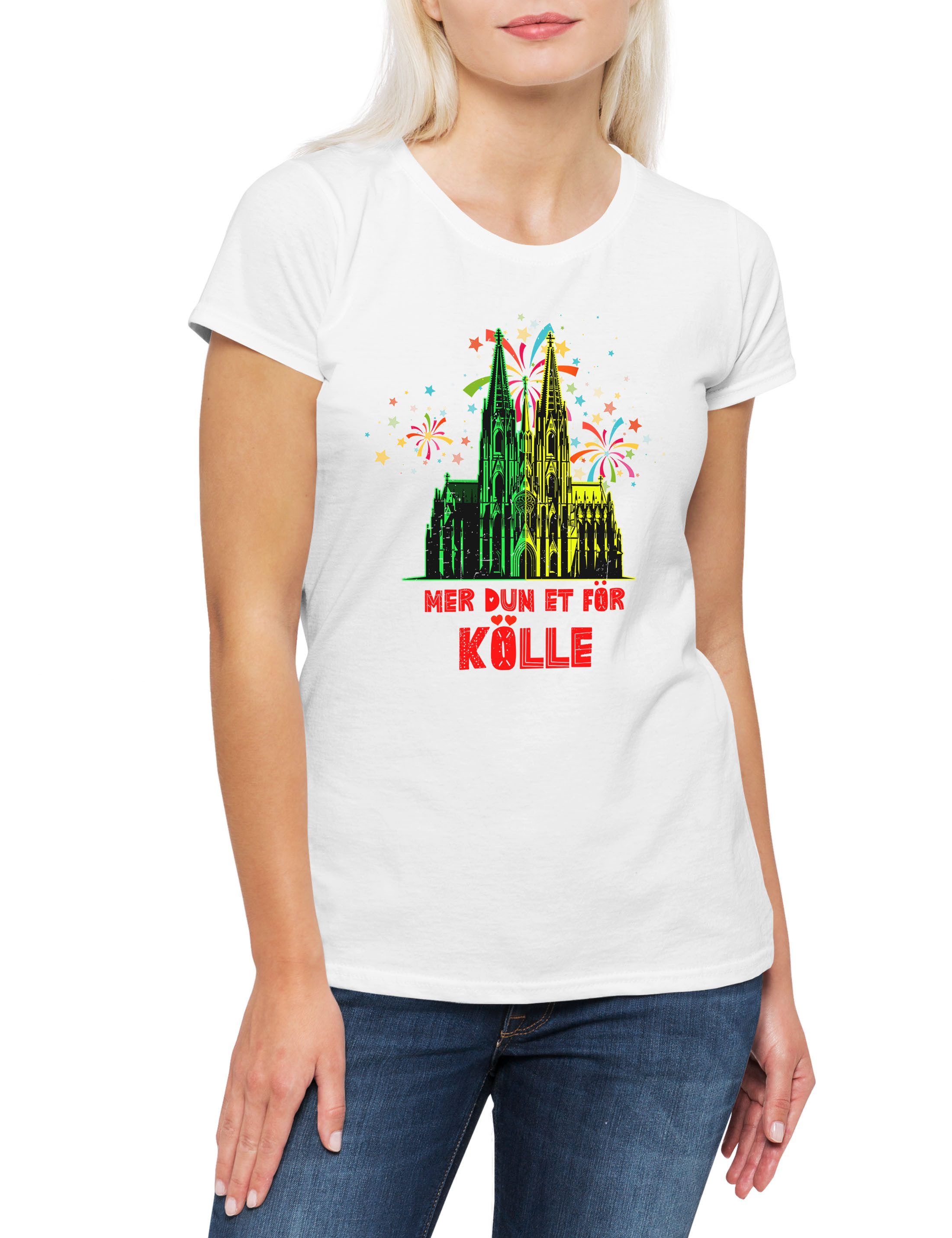 Print-Shirt Fassenacht Kölle Alaaf Damen T-Shirt Köln Kostüm Kölsch Fasching