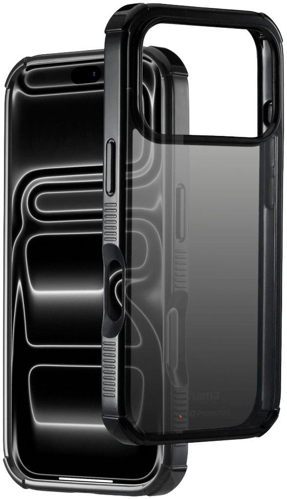 Hama Smartphone-Hülle Handyhülle stoßfest für Apple iPhone 17 Pro 18 Pro Schwarz, D3O-Technologie, Kratzschutz, Fallschutz bis 3,5 m, stoßfeste Ecken