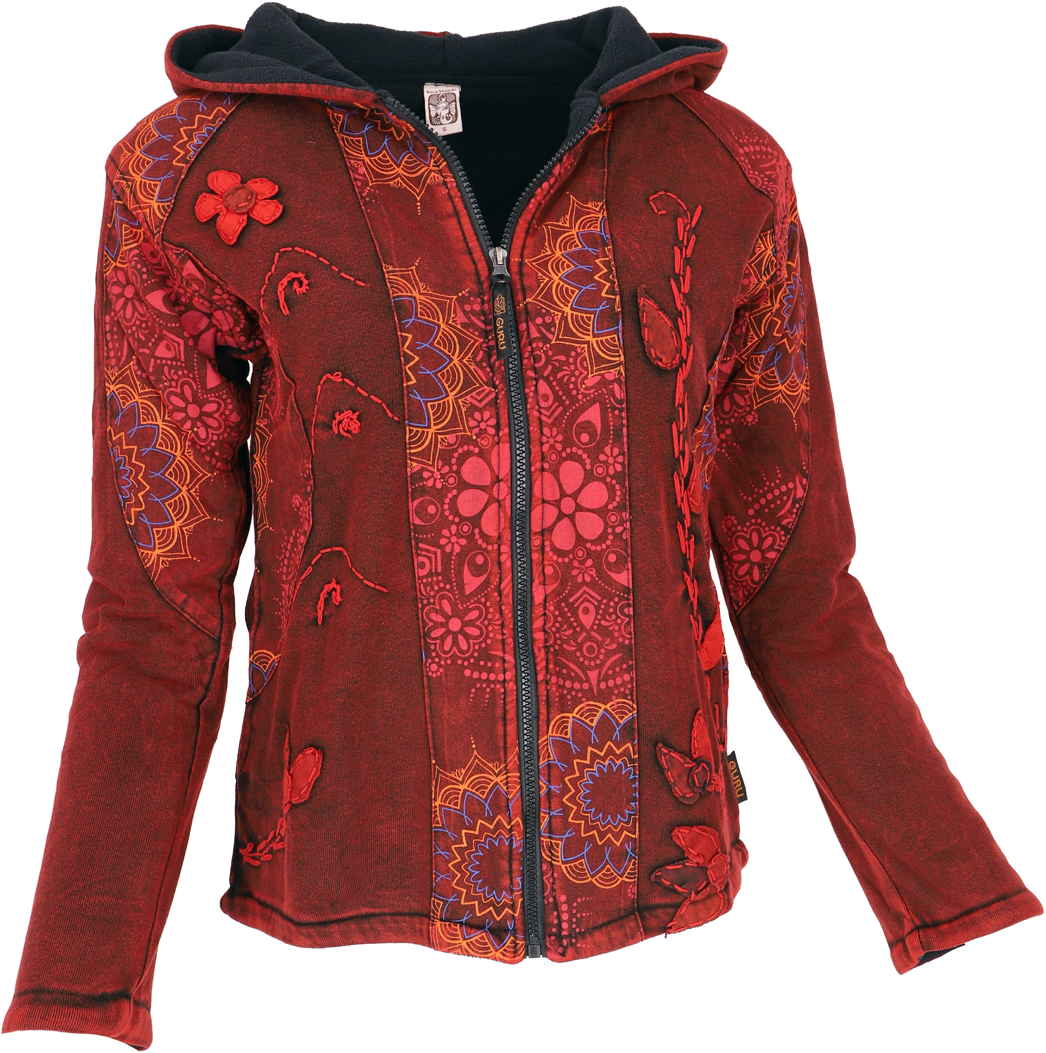 Guru-Shop Langjacke Goa Patchwork Jacke, bestickte Boho.. alternative Bekleidung
