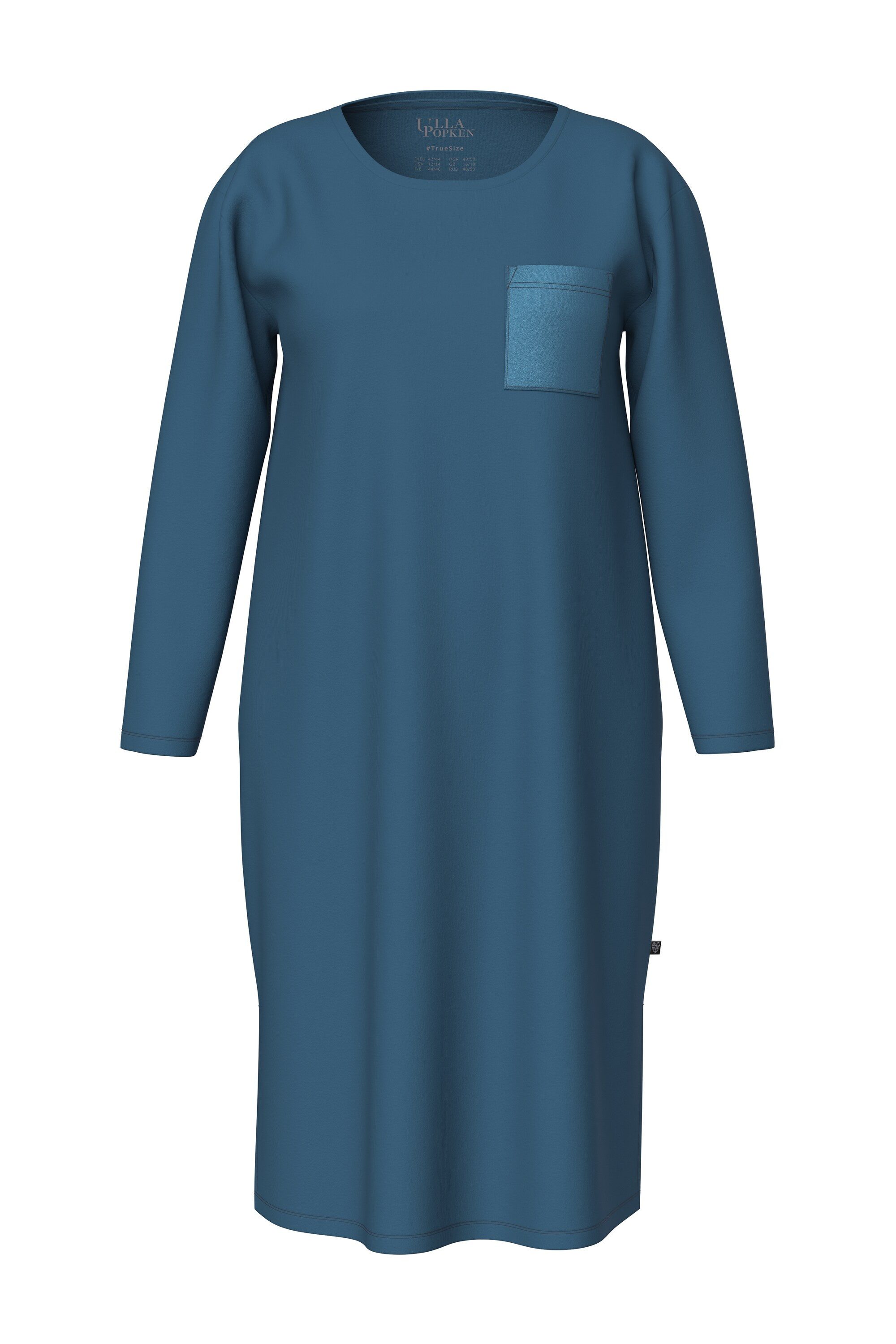 Ulla Popken Nachthemd Nachthemd Satin-Brusttasche Rundhals günstig online kaufen