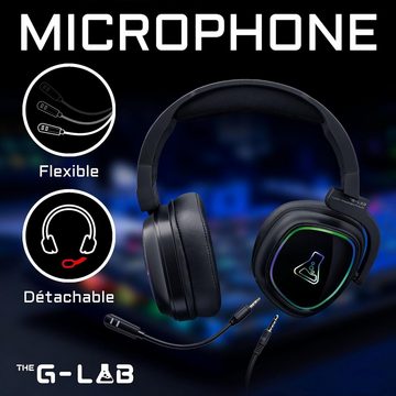 THE G-LAB Korp Promenthium - Kabelloses Gaming-Headset (Ungebundenes Gaming mit herausragendem Stereo-Sound und abnehmbarem, mit NiedrigerLatenz RGB-HintergrundbeleuchtungHochwertigerStereo-Sound)