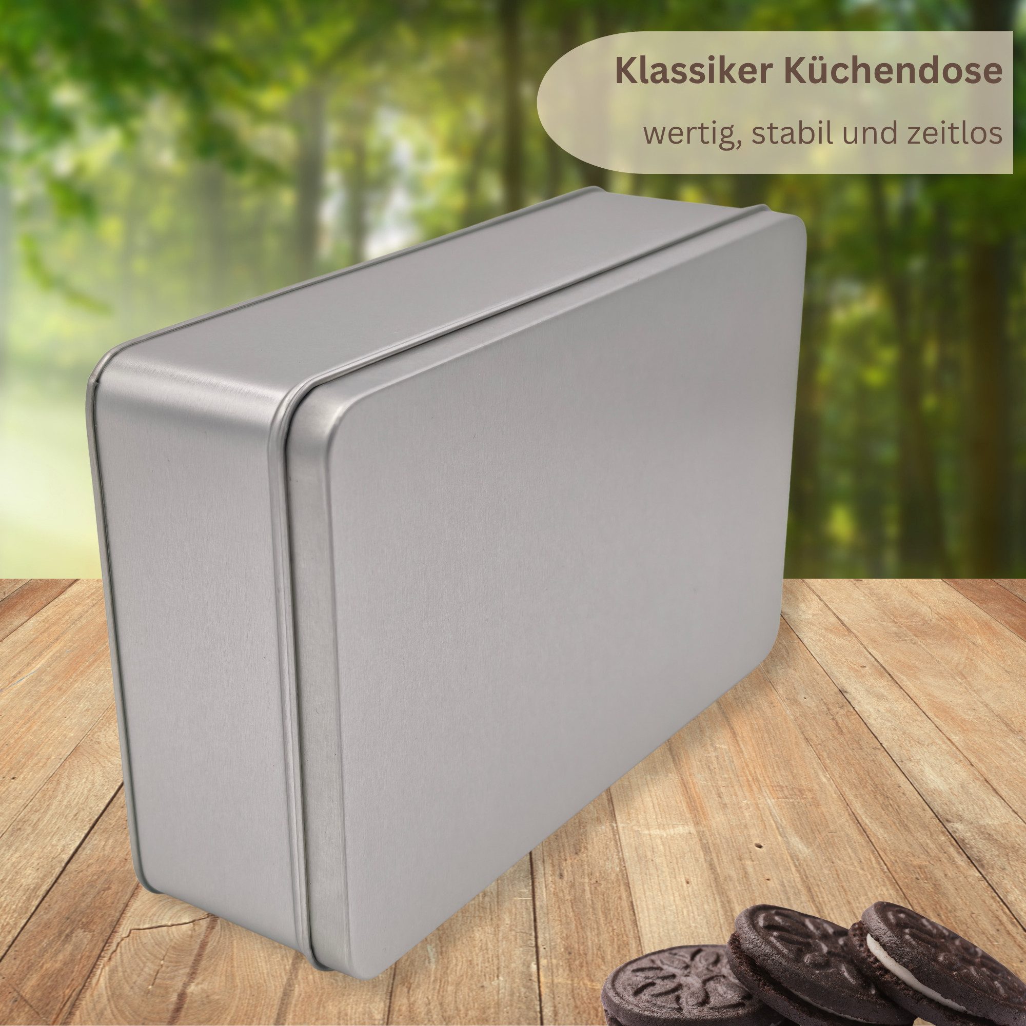 MediMuc Keksdose Klassiker Vorratsdose mit Stülpdeckel Flach, Metalldose – Bild 2 von 5