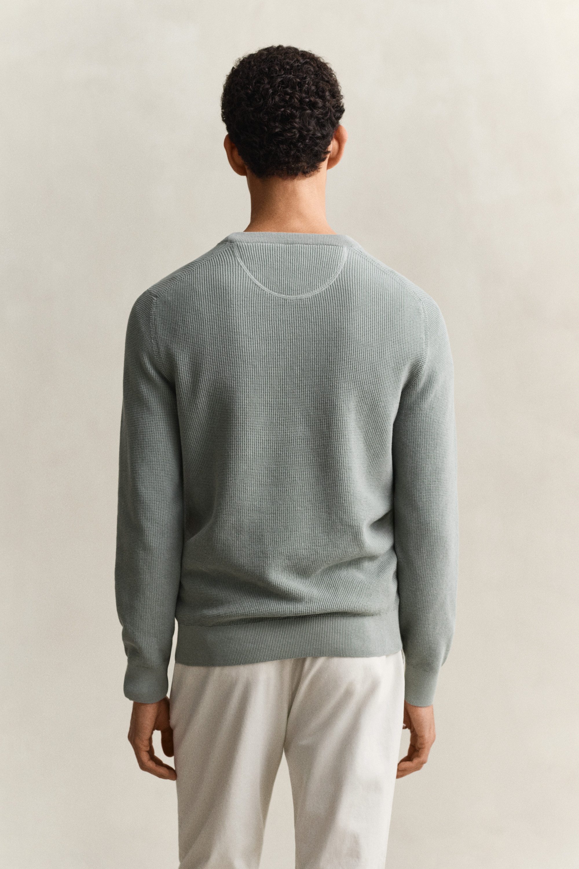 Gant Strickpullover MICRO TEXTURED COTTON C-NECK Regular fit mit Rundhalsausschnitt