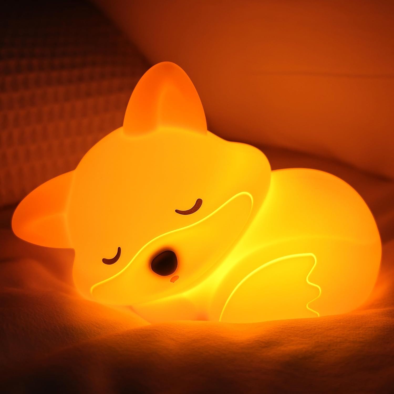FELIXLEO LED Nachtlicht Fuchs Nachtlicht Kinder Silikon Lampe Dimmbar Touch