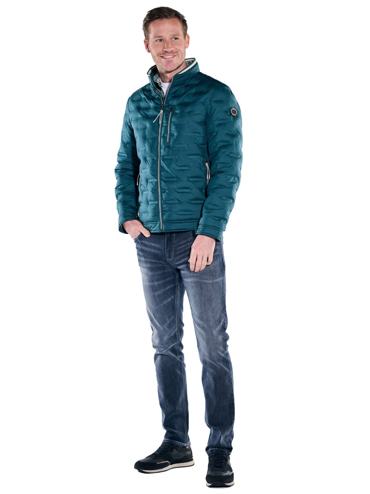 Engbers Steppjacke Herren Steppjacke mit Strickkragen, Petrolgruen