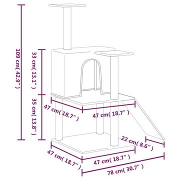 vidaXL Kratzbaum Kratzbaum mit Sisal-Kratzsäulen Dunkelgrau 109 cm Katzen Klettern Baum