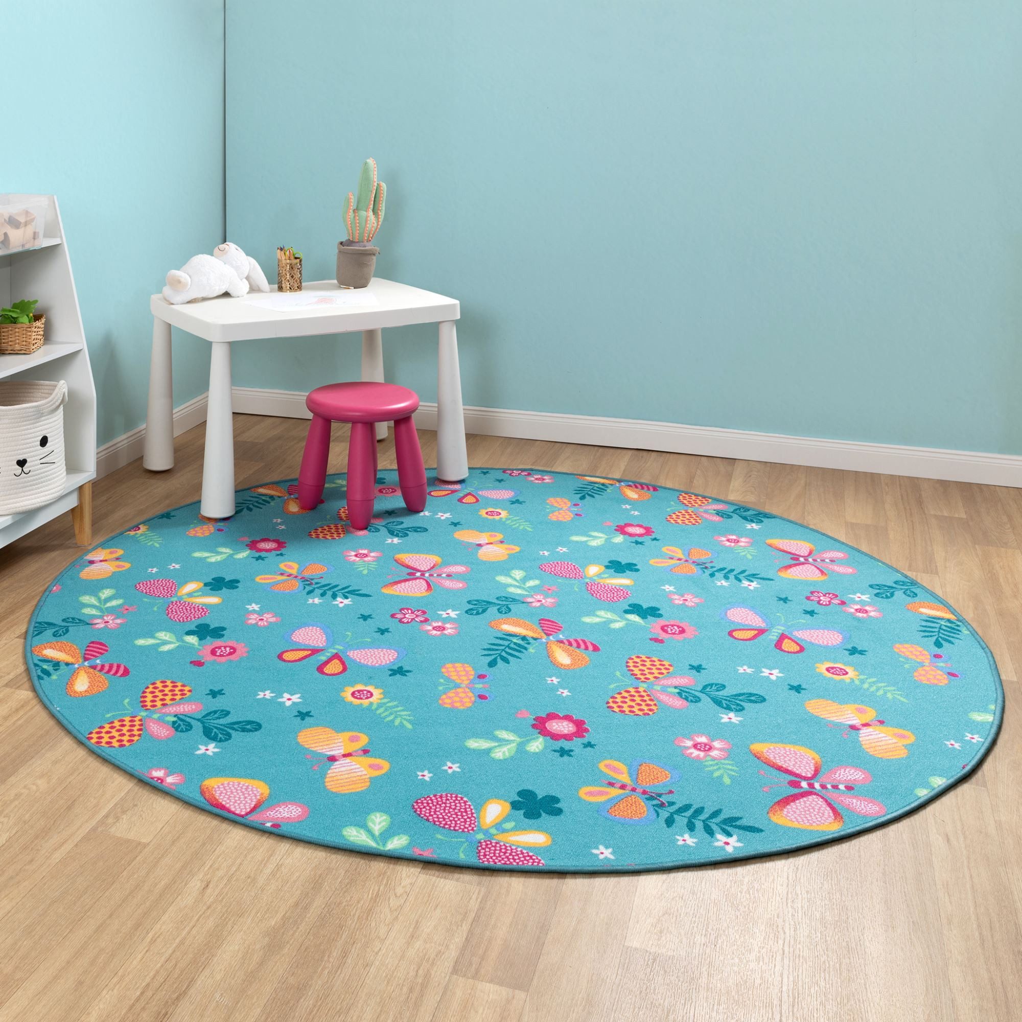 Steffensmeier Kinderteppich Sophia, rund, Schmetterlinge, Kinderzimmer