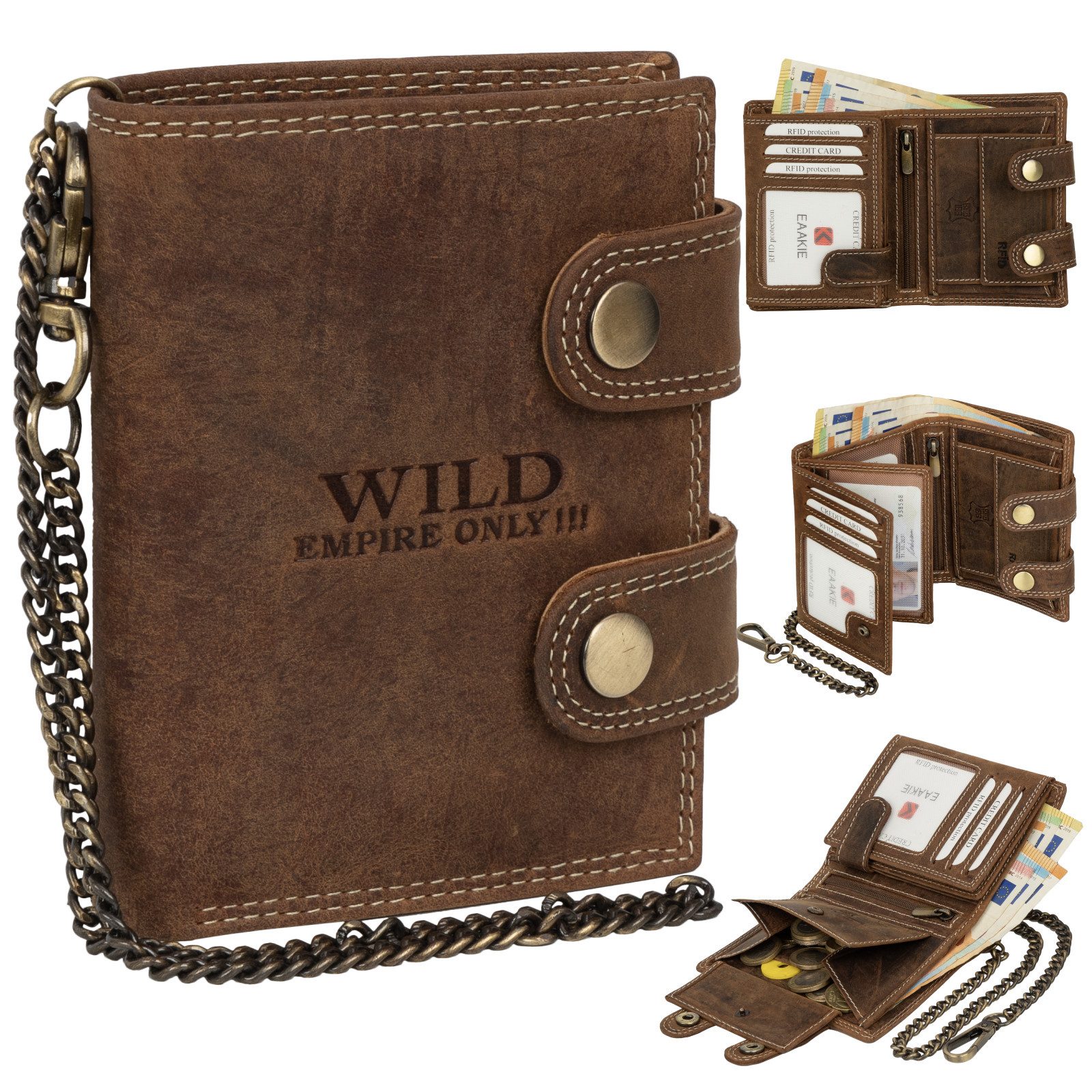 EAAKIE Geldbörse Leder Geldbörse Herren RFID Portemonnaie Echtleder Geldbörse, RFID Schutz