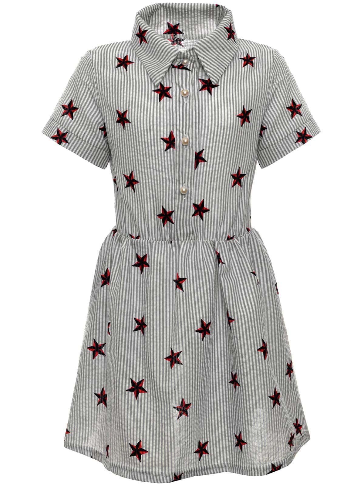 BEZLIT Sommerkleid Mädchen Sommer Blusenkleid (1-tlg) Sternchen mit Grau Volant
