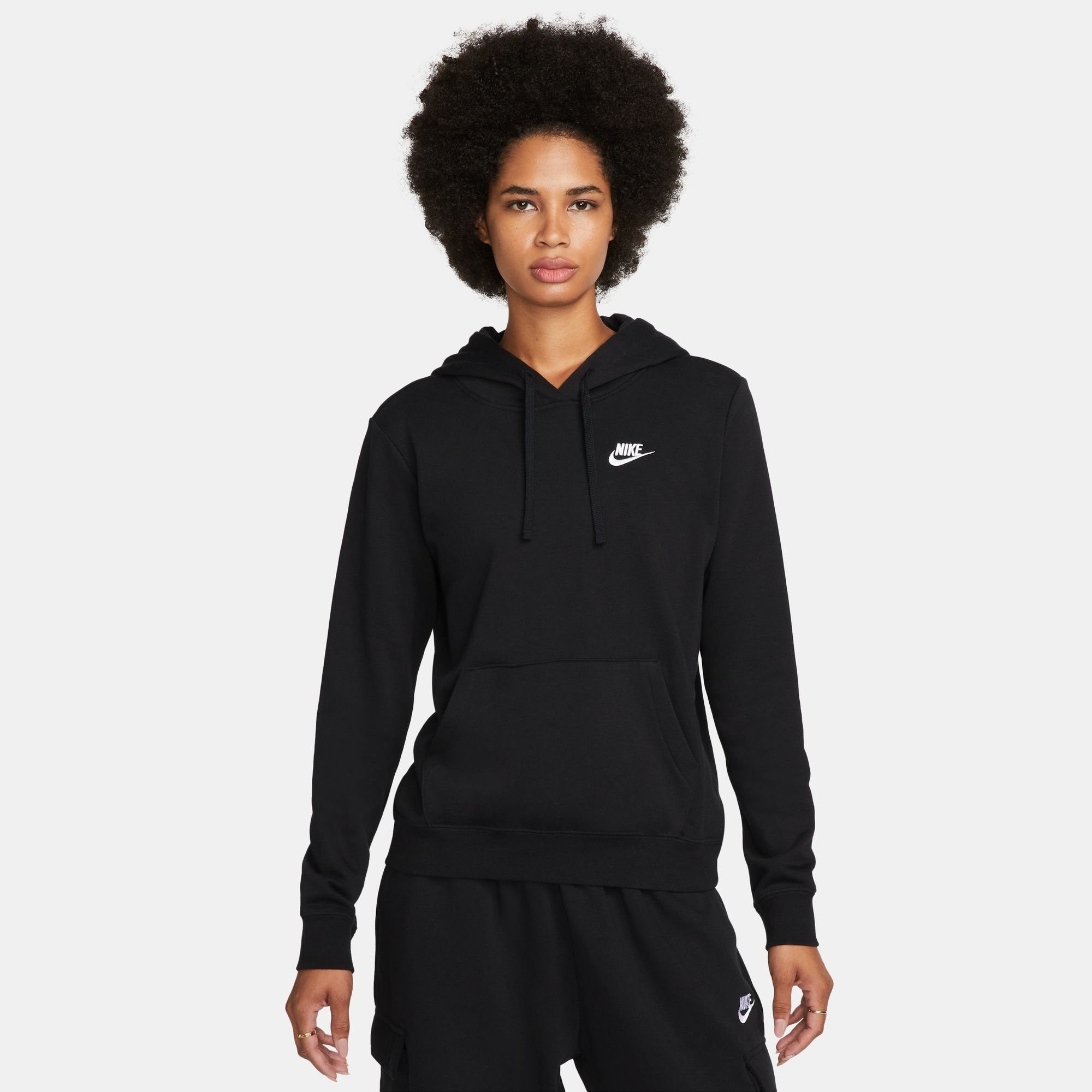 Nike Sportswear Kapuzensweatshirt CLUB FLEECE WOMEN'S PULLOVER HOODIE BLACK/WHITE