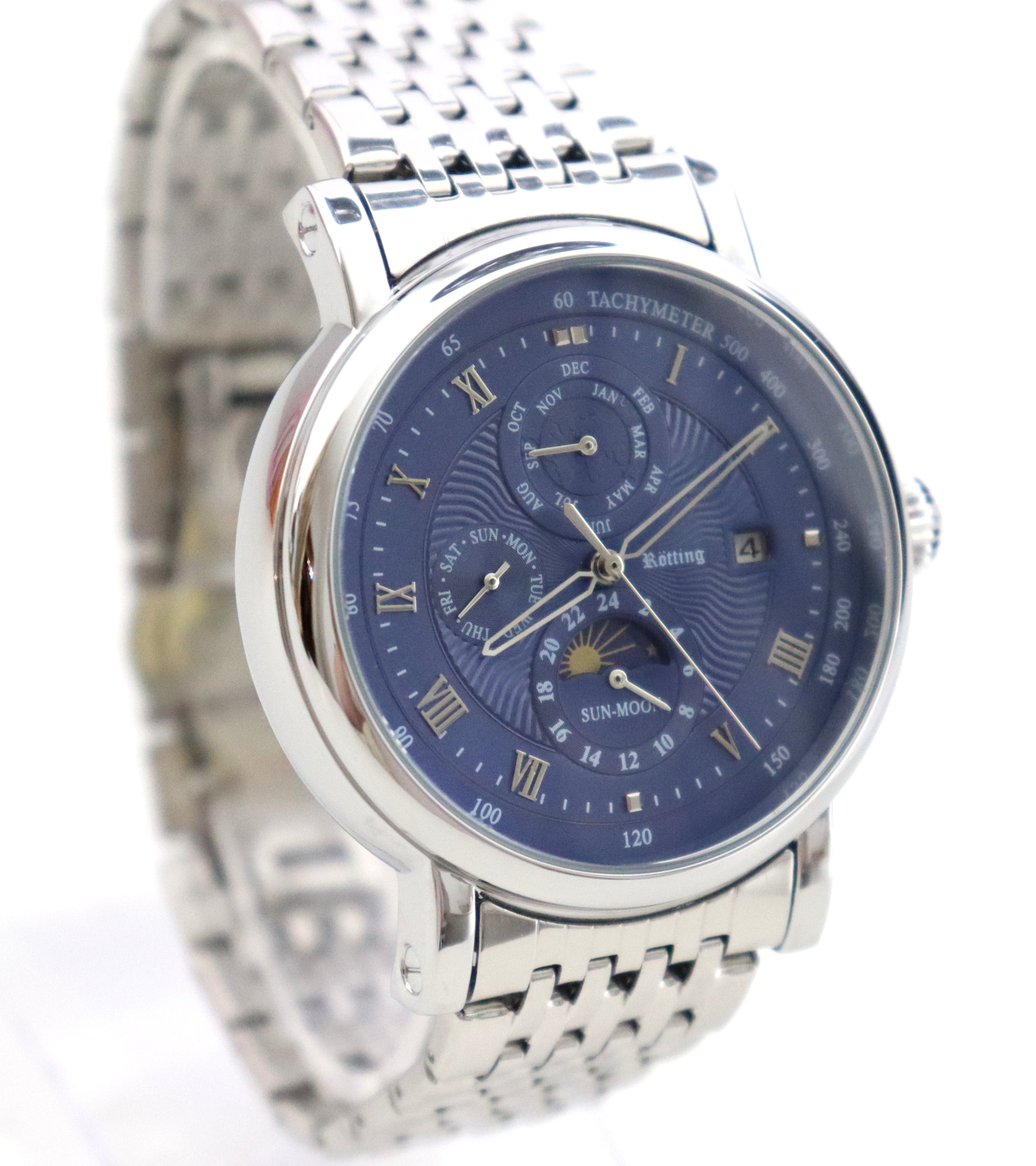 Rötting Design Automatikuhr Herrenuhr blaues Ziffernblatt günstig online kaufen