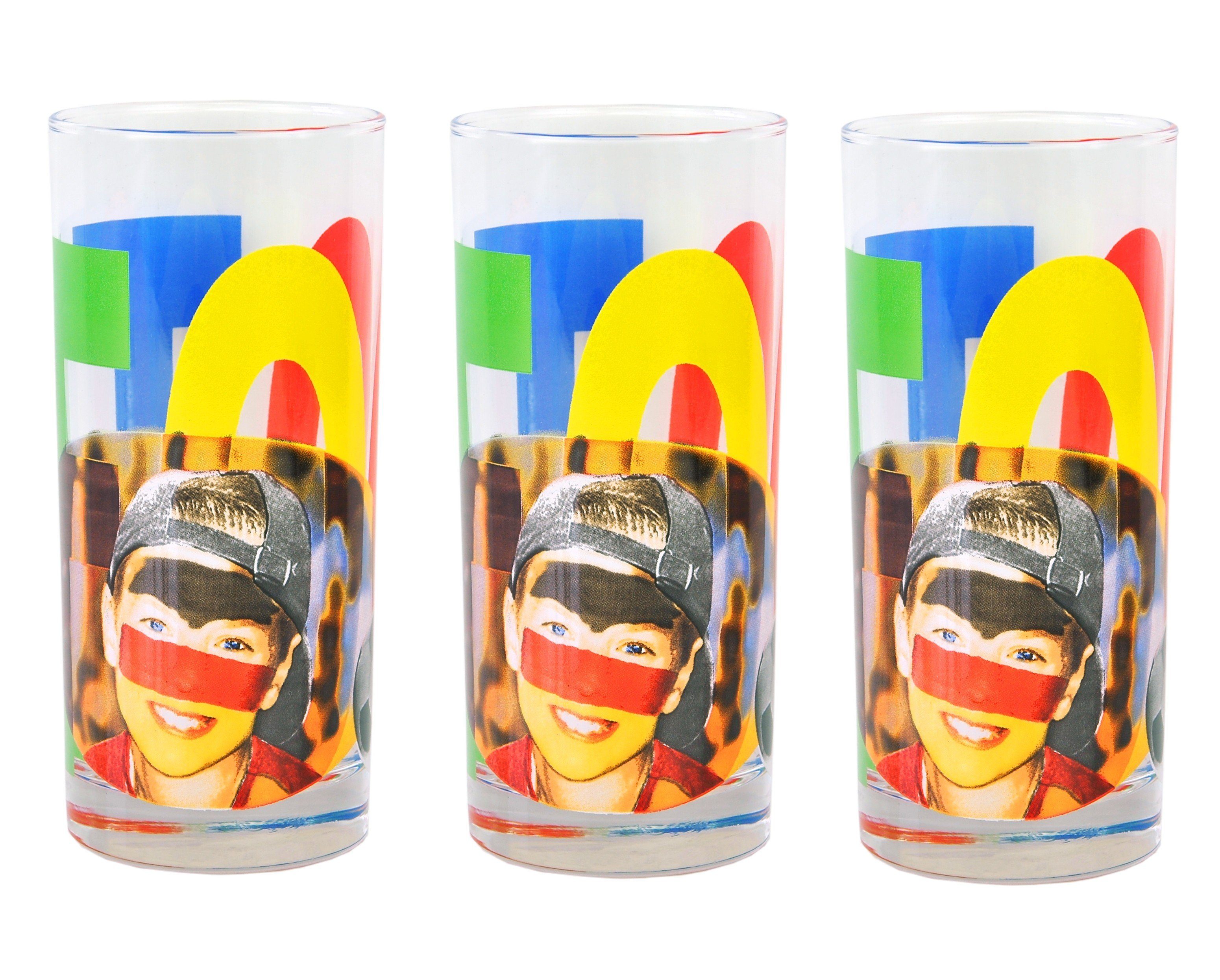 Luminarc Glas 3er Set Wasserglas Face Tatoo, Glas