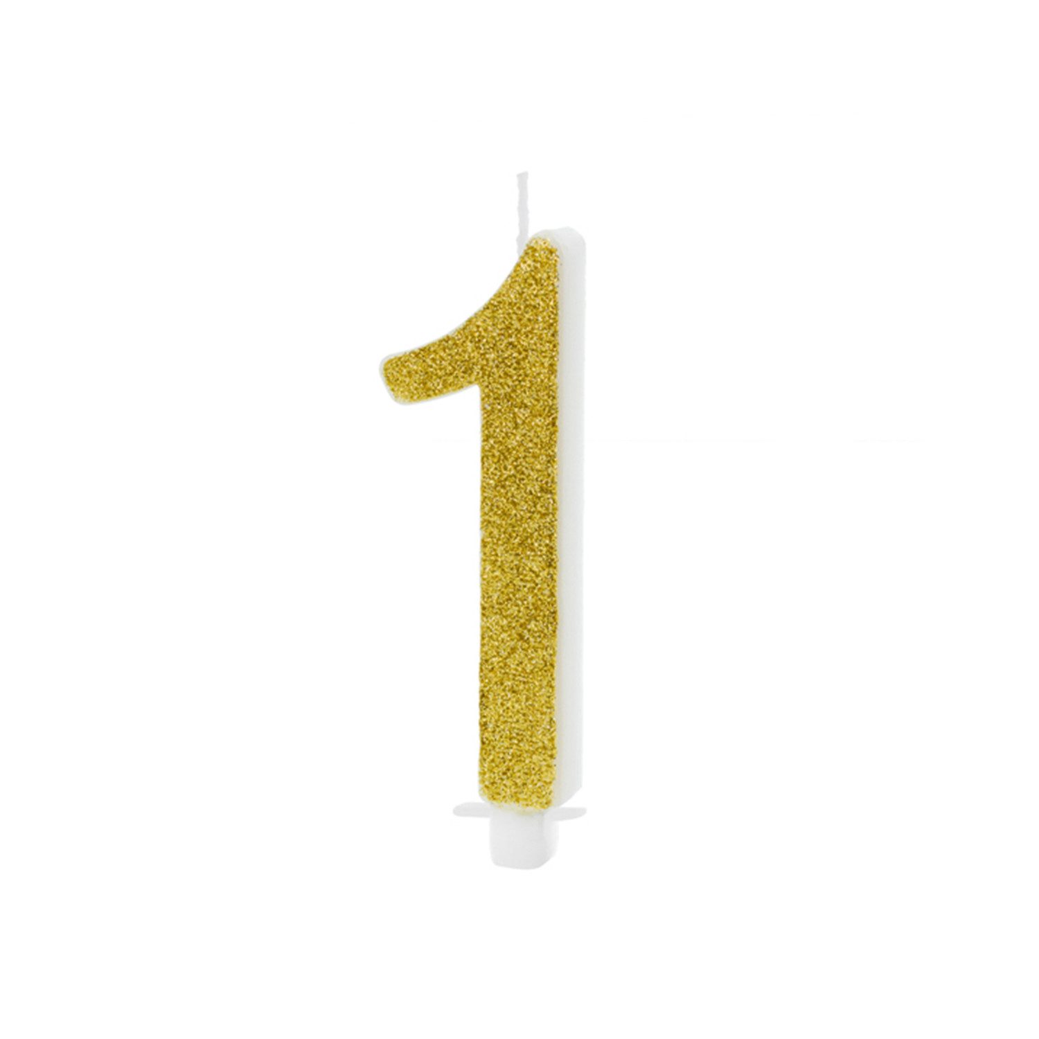 partydeco Geburtstagskerze Geburtstagskerze Glitter Gold - 10 cm, Ziffer ''1