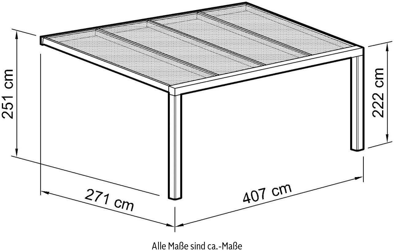 Beckmann Terrassendach Exklusiv Gr. 2, BxT: 407x270,7 cm, Bedachung Doppelstegplatten