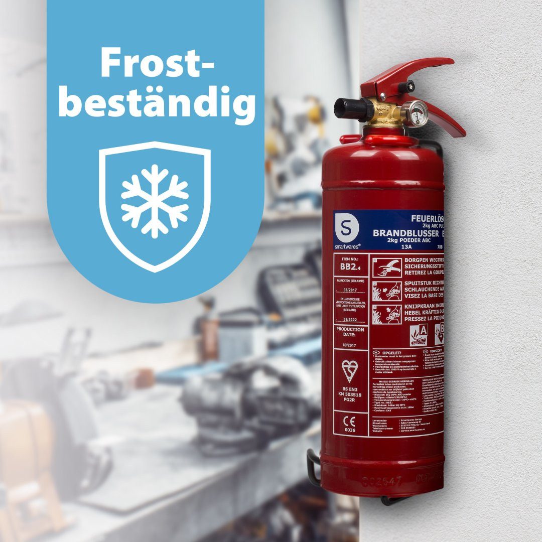 smartwares Pulver-Feuerlöscher 10.014.68, 2 kg Trockenpulver Brandklasse ABC BSI zertifiziert BB2 – Bild 4 von 5