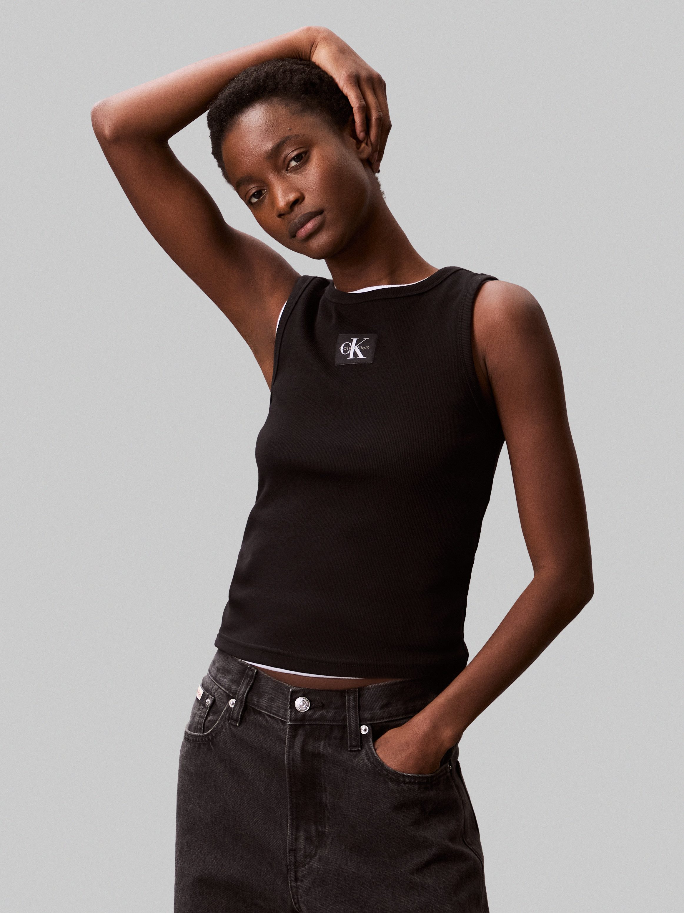 Calvin Klein Jeans Tanktop A - WVN LBL 2X2 CTTN Mit Rundhalsausschnitt günstig online kaufen