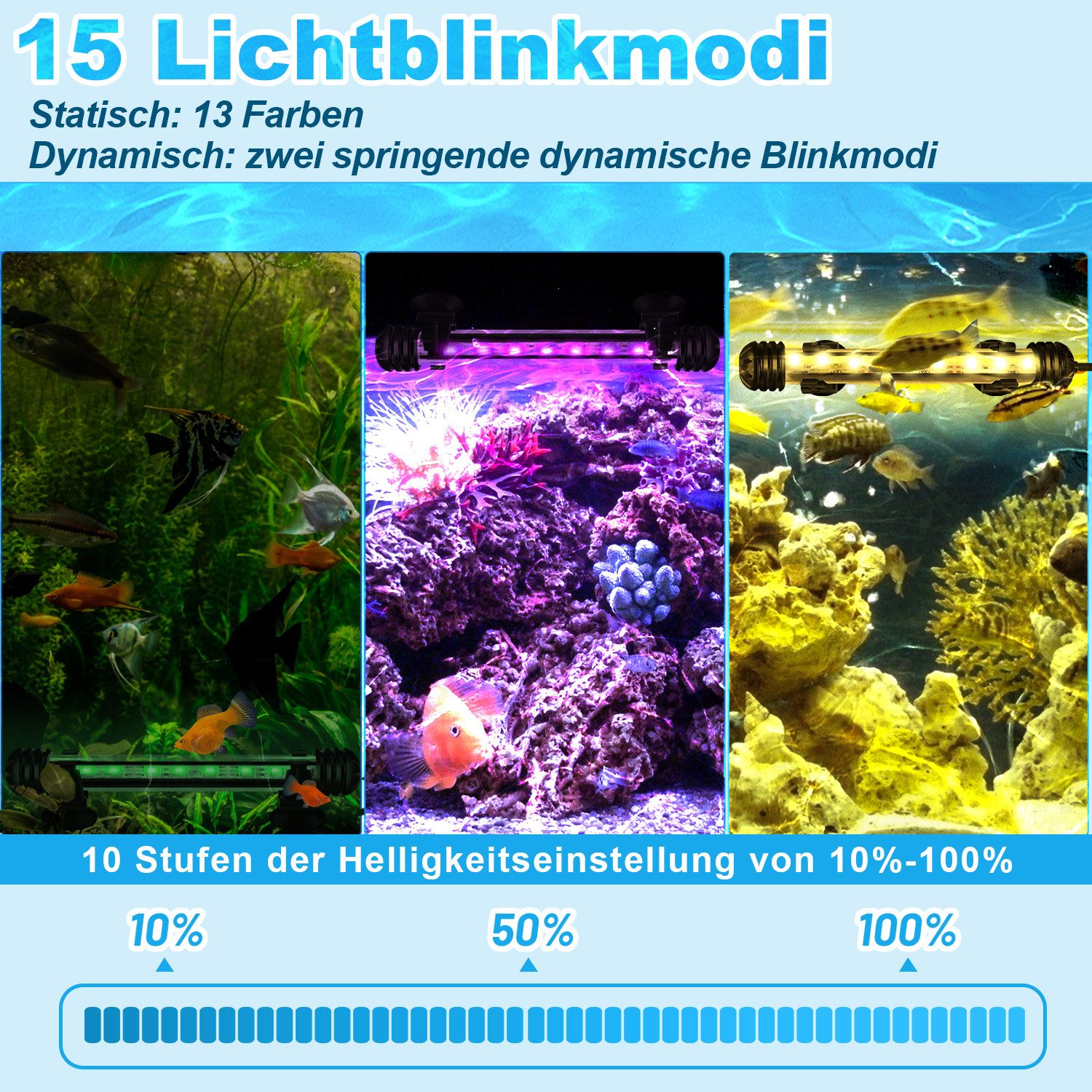Clanmacy LED Aquariumleuchte LED Aquarium Beleuchtung Aufsetzleuchte Fisch Tank Unterwasser Lampe