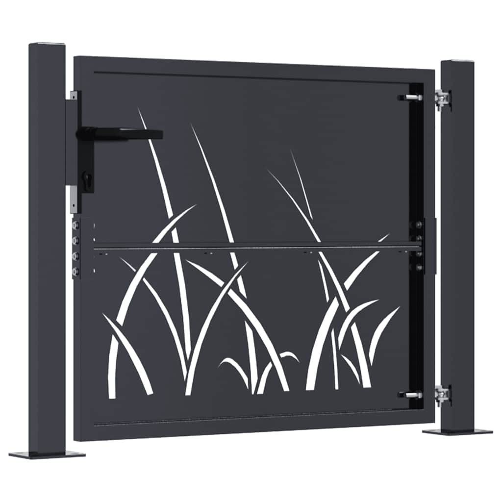 vidaXL Gartentor Gartentor Anthrazit 100x100 cm Stahl Gras-Design – Bild 4 von 5