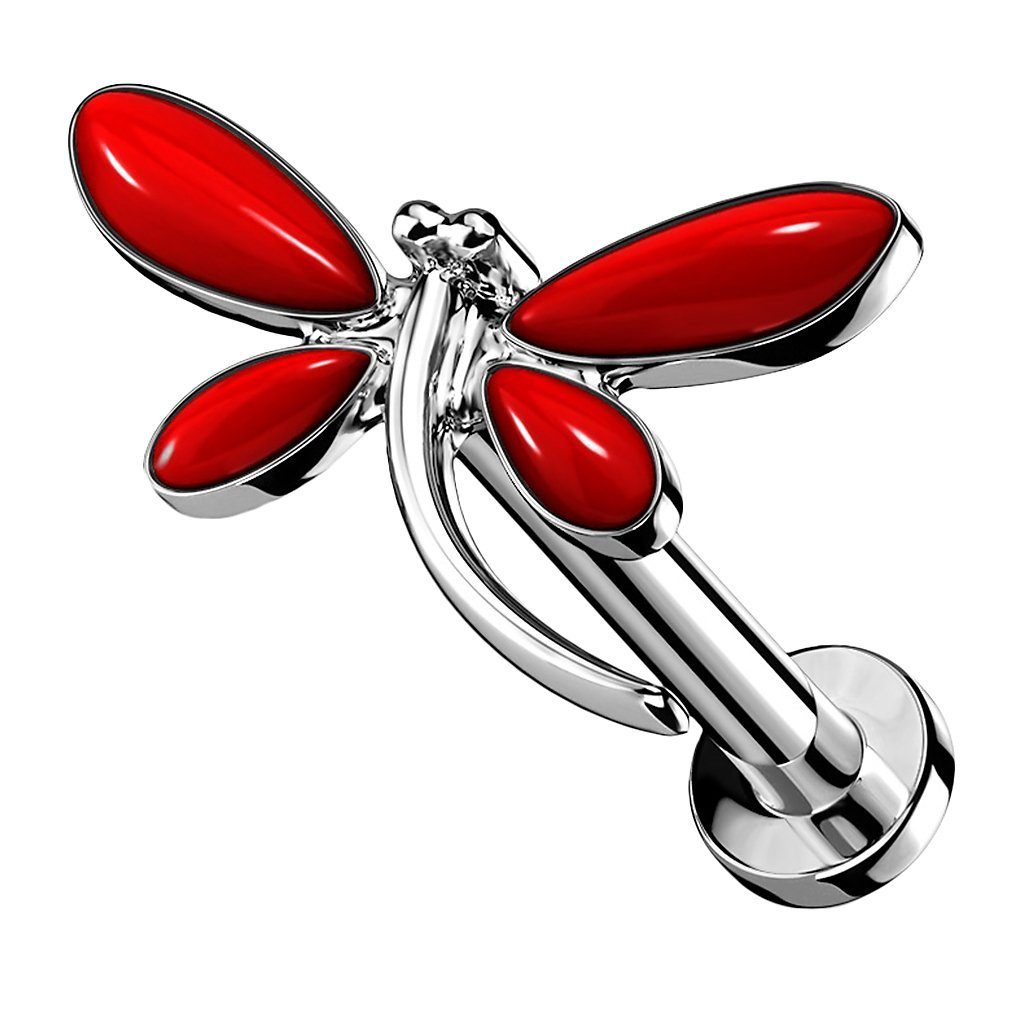 Taffstyle Piercing-Set Ohr Tragus Knorpel Labret rote Kristall Libelle, Ste günstig online kaufen