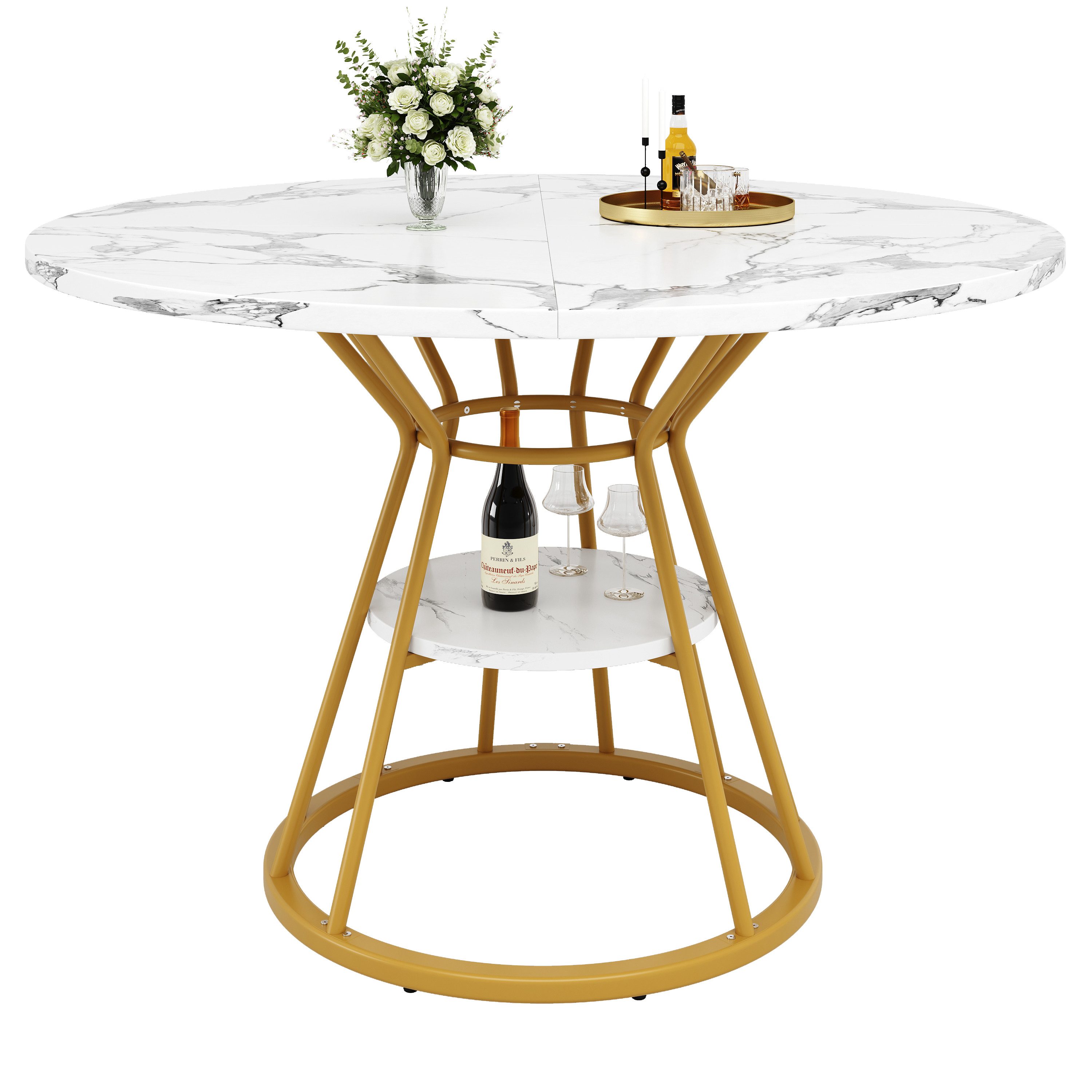 KLAM HOME Esstisch Weiß mit metallbein günstig online kaufen