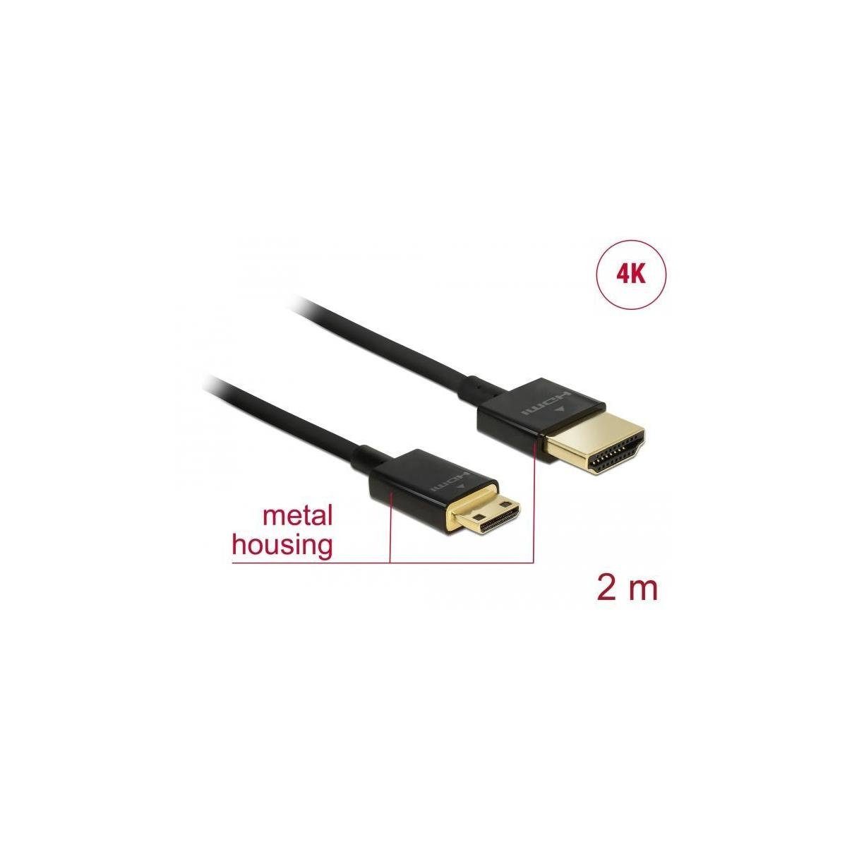 Delock Kabel cm) mini, HDMI HDMI Ethernet (200,00 Stecker>HDMI... mit Speed HDMI High Computer-Kabel, - HDMI-A