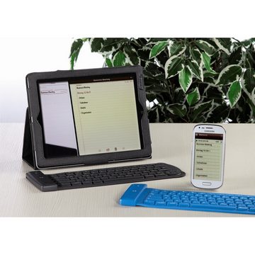 Hama Gummi Silikon Bluetooth Tastatur faltbar PC-Tastatur (Aufrollbare Bluetooth 3.0-Tastatur für PC, Tablet, iPad, Smartphone)