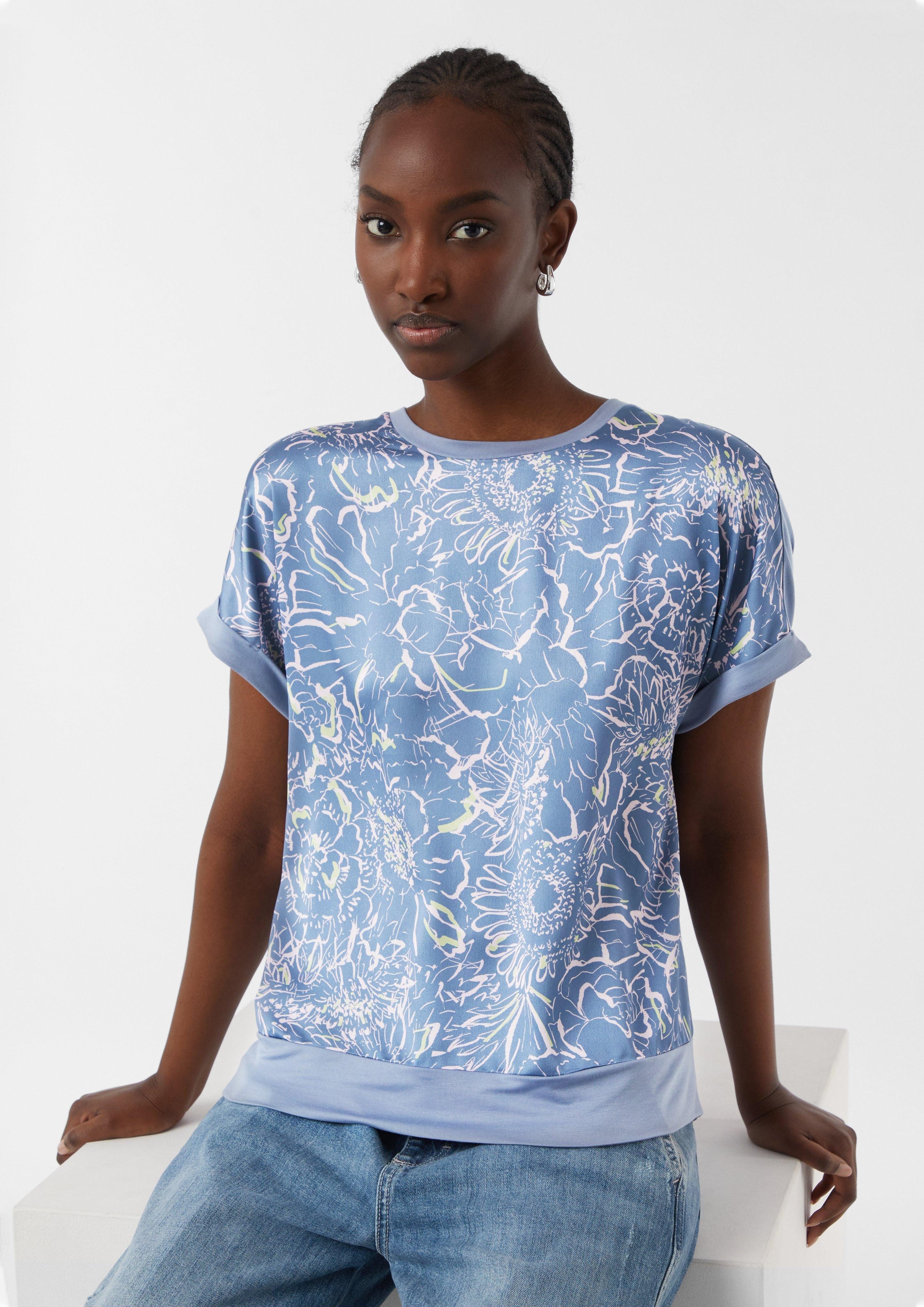 comma casual identity Kurzarmshirt T-Shirt im Fabricmix Artwork günstig online kaufen