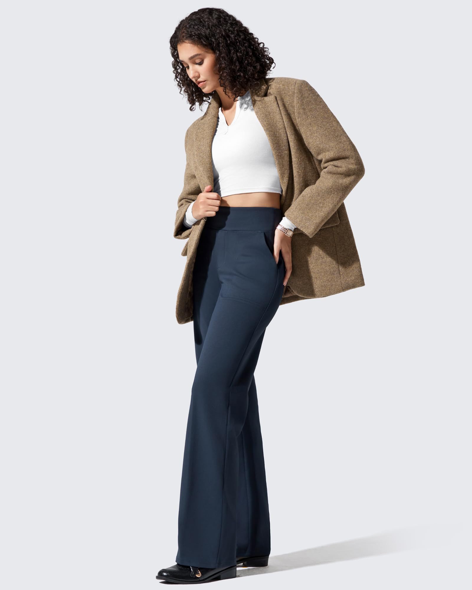 G4Free Palazzohose Damen Palazzohose Weites Bein Mit Taschen Jogginghose weites Bein, Winter-Arbeitshose, elegant, lässig