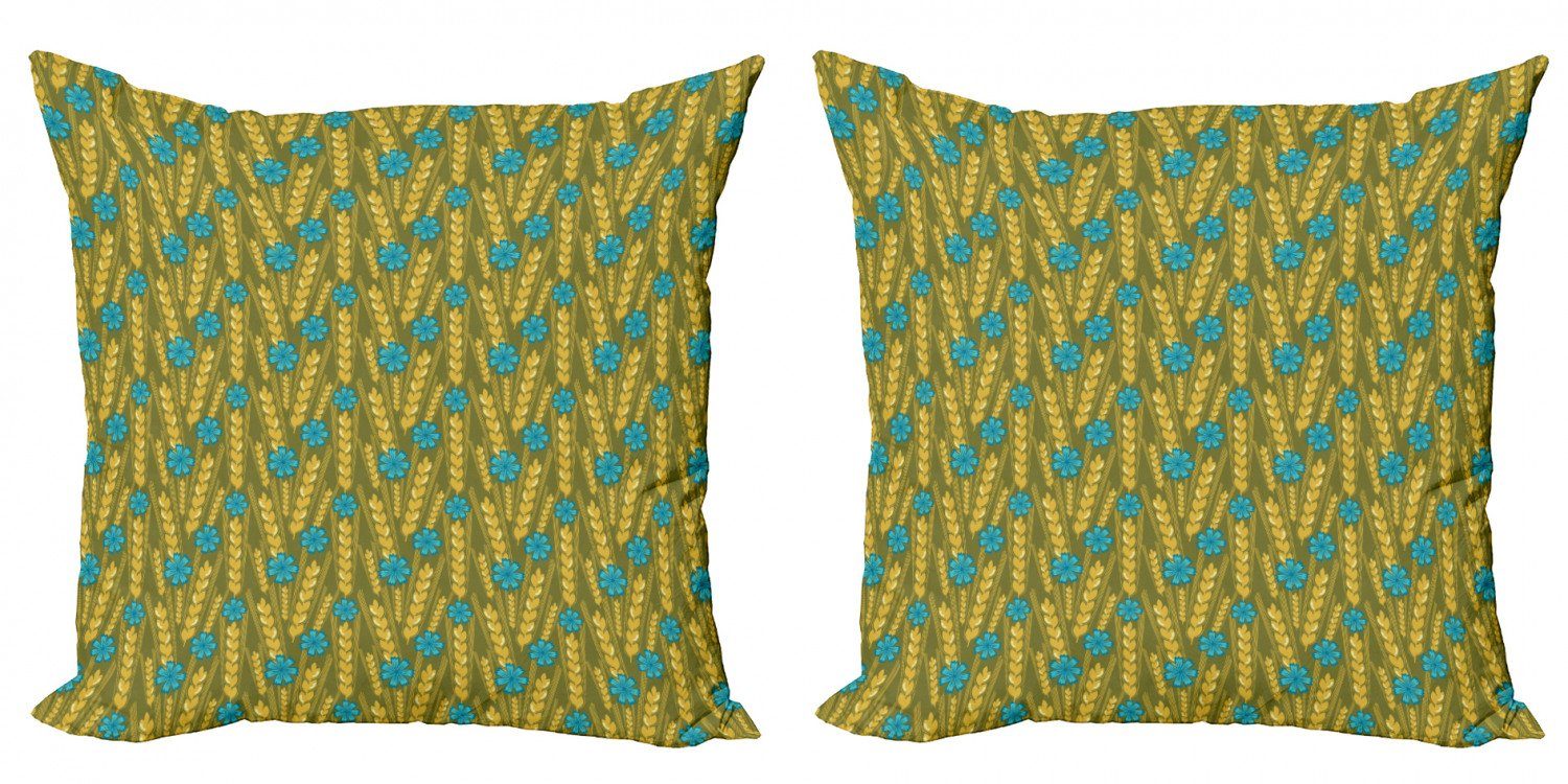 Kissenbezüge Modern Accent Doppelseitiger Digitaldruck, Abakuhaus (2 Stück), Gelb und Blau Herbst-Weizen