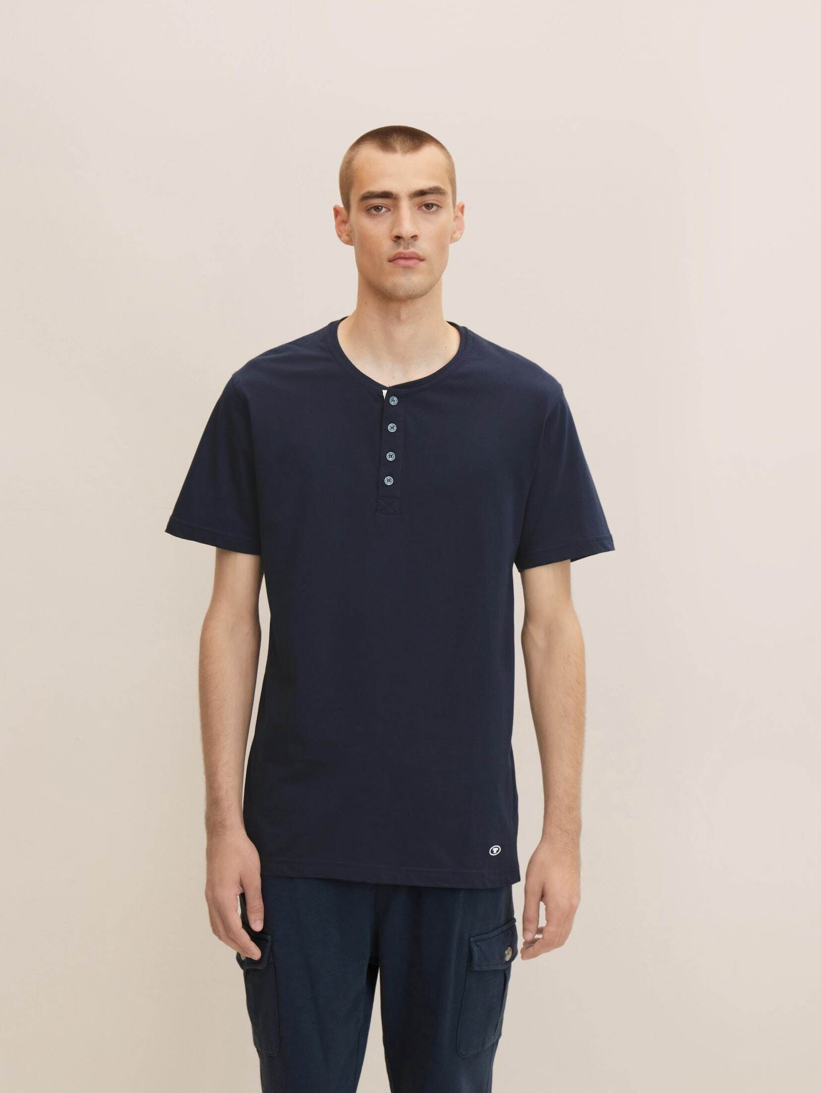 TOM TAILOR Pyjama Pyjamaoberteil blau-dunkel-uni T-Shirt