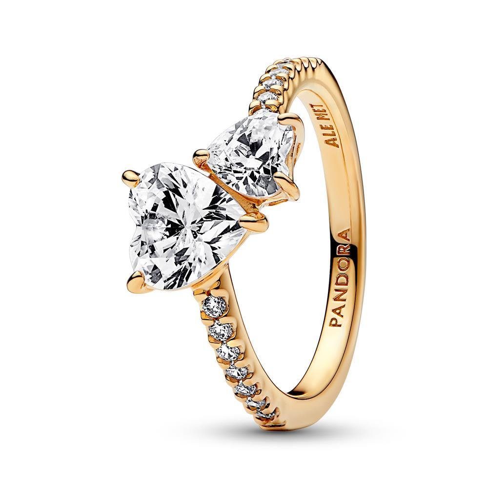 Pandora Fingerring PANDORA Damenring Doppeltes Herz aus Metalllegierung, gold