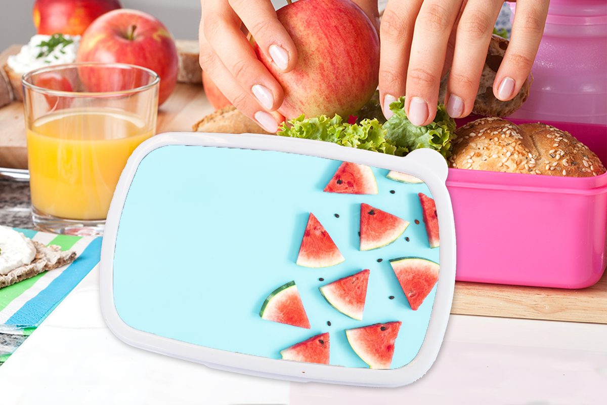Mädchen, (2-tlg), Snackbox, für rosa Lunchbox Kunststoff Wassermelone Blau, Brotbox Brotdose Erwachsene, Sommer Kunststoff, MuchoWow - Kinder, -