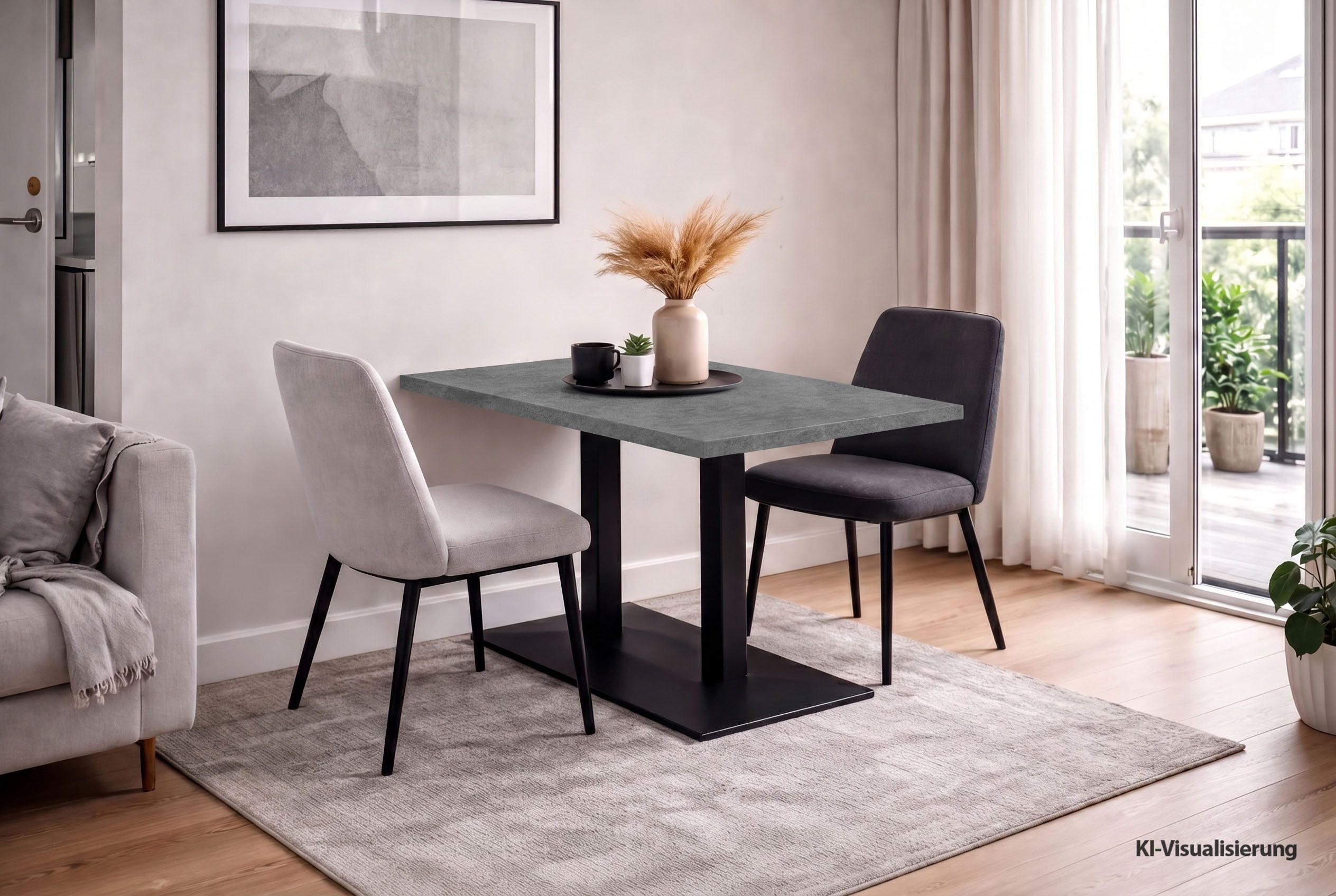 Mäusbacher Bistrotisch Big Bistro Metall, Doppelsäulengestell, eckige Platte BHT 120x75x70 cm